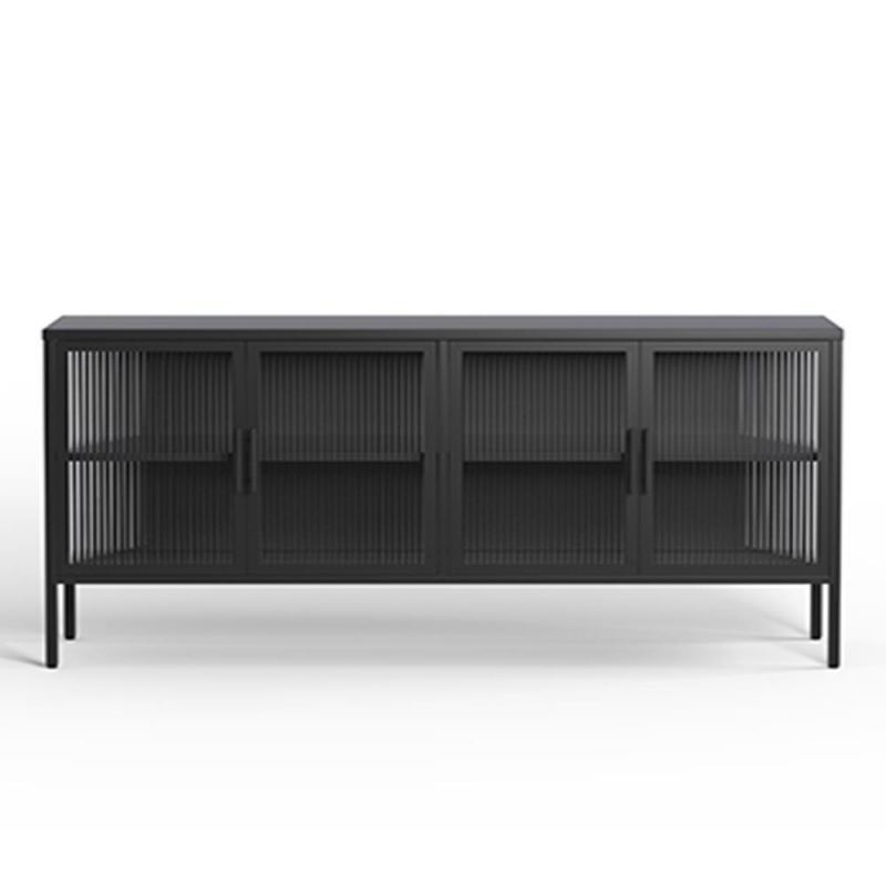 Έπιπλο τηλεόρασης μεταλλικό Nextdeco με ανοιγόμενες πόρτες μαύρο Υ80x150x35εκ.