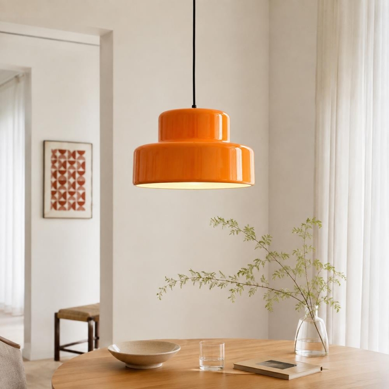 Φωτιστικό οροφής κρεμαστό Nextdeco μεταλλικό πορτοκαλί Φ34xΥ21εκ.