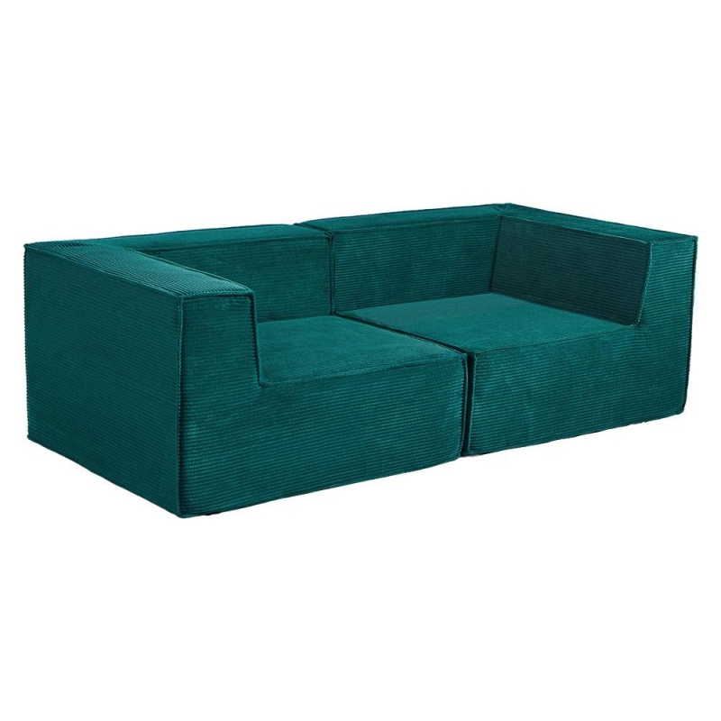 Compressed Nextdeco καναπές διθέσιος κοτλέ πράσινος Υ63x208x101εκ.