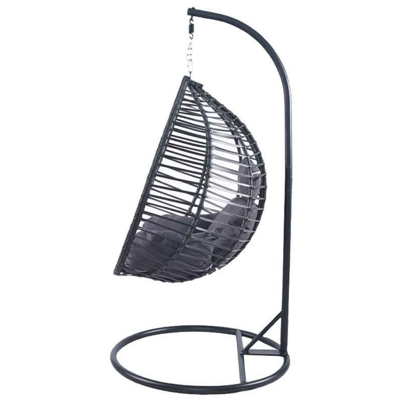 Κρεμαστή Κούνια Nextdeco Nadin rattan με γκρι μαξιλάρια Υ110x118x68εκ.