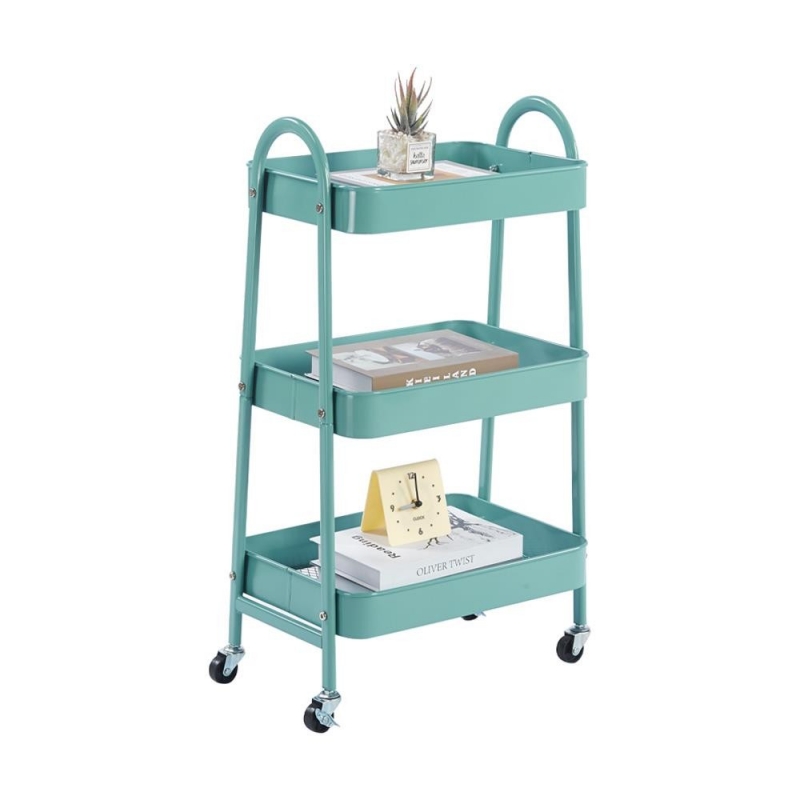 Τρόλεϊ- καλάθι Υ75x42,5x29,5εκ. με 3 θήκες αποθήκευσης πράσινο