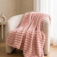 Κουβέρτα faux fur ροζ 150x200εκ.