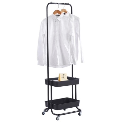 Κρεμάστρα ράγα ρούχων 2 ράφια Nextdeco μαύρη Υ150x45x35εκ.