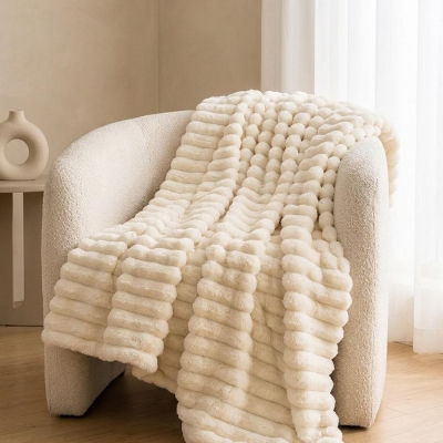 Κουβέρτα faux fur λευκή 200x230εκ.