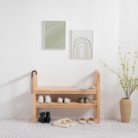 Παπουτσοθήκη παγκάκι Nextdeco Natural μασίφ ξύλο Υ70,5x90x34εκ.