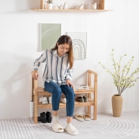 Παπουτσοθήκη παγκάκι Nextdeco Natural μασίφ ξύλο Υ70,5x90x34εκ.