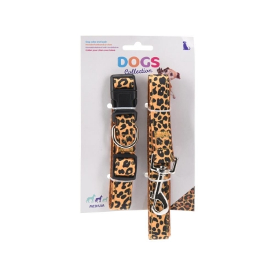 Λουράκι σκύλου με κολλάρο λεοπάρ large 35-55x2εκ. Λουράκι σκύλου με κολλάρο λεοπάρ large 35-55x2εκ.