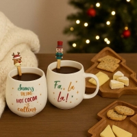 Κούπα 550ml με κουτάλι Christmas Coffee πορσελάνη Κούπα 550ml με κουτάλι Christmas Coffee πορσελάνη