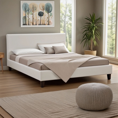 Κρεβάτι Nevil pakoworld 150x200 PU χρώμα λευκό ματ Κρεβάτι Nevil pakoworld 150x200 PU χρώμα λευκό ματ