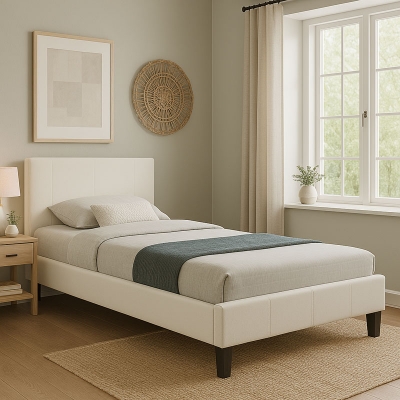 Κρεβάτι Nevil pakoworld 100x200 PU χρώμα λευκό ματ Κρεβάτι Nevil pakoworld 100x200 PU χρώμα λευκό ματ