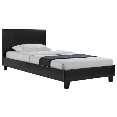 Κρεβάτι Nevil pakoworld 100x200 PU χρώμα μαύρο ματ