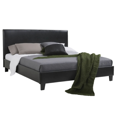 Κρεβάτι Nevil pakoworld 150x200 PU χρώμα μαύρο ματ