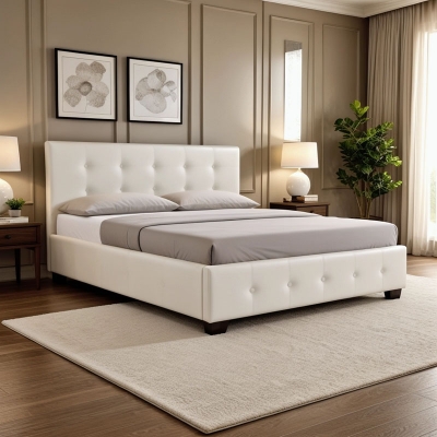 Κρεβάτι Roi pakoworld 160x200 PU λευκό ματ + αποθηκευτικό χώρο Κρεβάτι Roi pakoworld 160x200 PU λευκό ματ + αποθηκευτικό χώρο