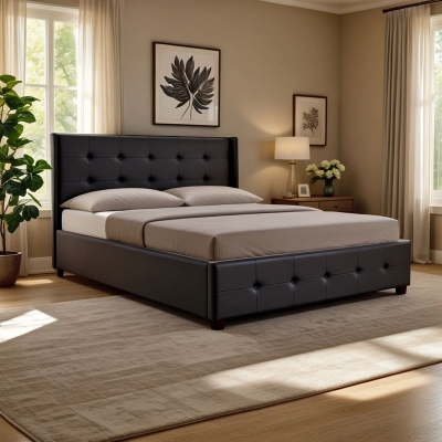 Κρεβάτι Roi pakoworld 160x200 PU μαύρο ματ + αποθηκευτικό χώρο Κρεβάτι Roi pakoworld 160x200 PU μαύρο ματ + αποθηκευτικό χώρο