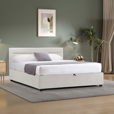 Κρεβάτι Molito pakoworld βελούδο σε εκρού απόχρωση με αποθηκευτικό χώρο150x200εκ Κρεβάτι Molito pakoworld βελούδο σε εκρού απόχρωση με αποθηκευτικό χώρο150x200εκ