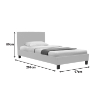 Κρεβάτι Nevil pakoworld ύφασμα εκρού με ξύλινο πόδι σε φυσική απόχρωση 90x190εκ