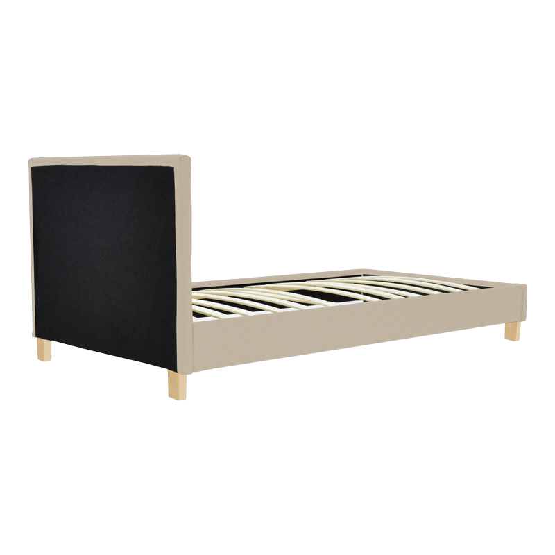 Κρεβάτι Nevil pakoworld ύφασμα εκρού με ξύλινο πόδι σε φυσική απόχρωση 100x200εκ