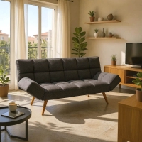 Καναπές - κρεβάτι 3θέσιος Freddo pakoworld ύφασμα ανθρακί 181x81x86εκ