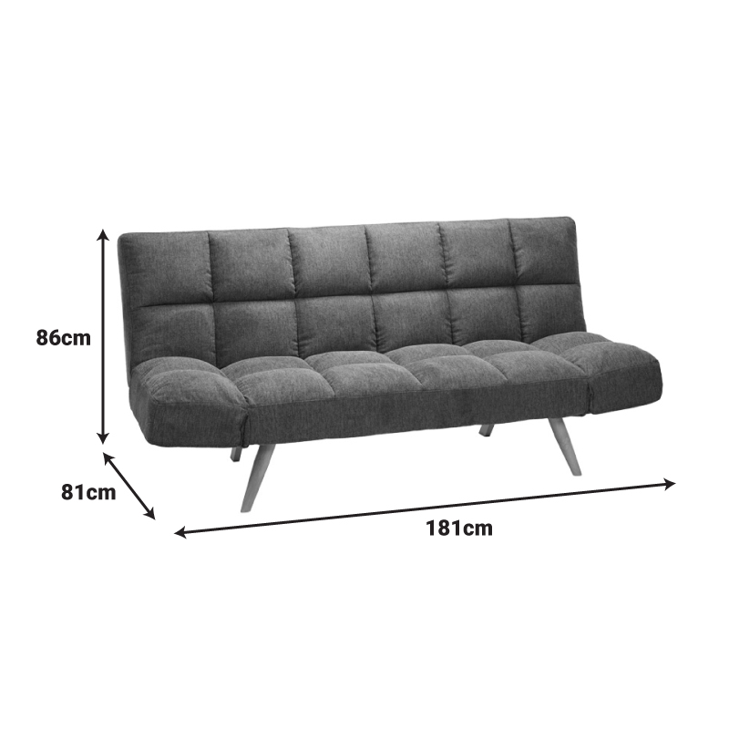 Καναπές - κρεβάτι 3θέσιος Freddo pakoworld ύφασμα ανθρακί 181x81x86εκ