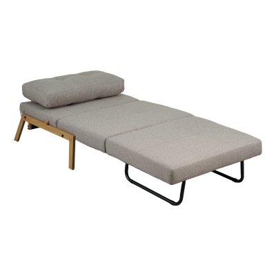 Πολυθρόνα-κρεβάτι Fancy pakoworld ύφασμα σε μπεζ απόχρωση με φυσικό πόδι 95x98x70εκ