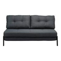 Καναπές 2θέσιος-κρεβάτι Fancy pakoworld ύφασμα σε ανθρακί απόχρωση με μαύρο πόδι 150x92x77εκ