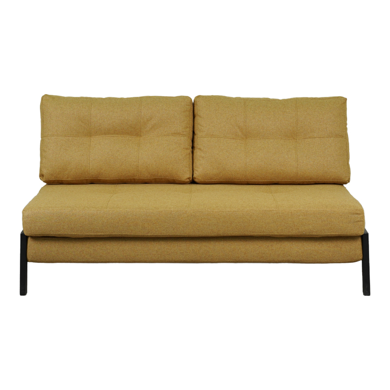 Καναπές 2θέσιος-κρεβάτι Fancy pakoworld ύφασμα σε κίτρινη απόχρωση με μαύρο πόδι 150x92x77εκ