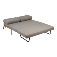 Καναπές 2θέσιος-κρεβάτι Fancy pakoworld ύφασμα σε μπεζ απόχρωση με φυσικό πόδι 150x92x77εκ