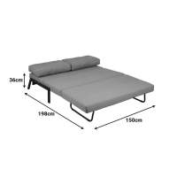 Καναπές 2θέσιος-κρεβάτι Fancy pakoworld ύφασμα σε μπεζ απόχρωση με φυσικό πόδι 150x92x77εκ