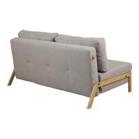 Καναπές 2θέσιος-κρεβάτι Fancy pakoworld ύφασμα σε μπεζ απόχρωση με φυσικό πόδι 150x92x77εκ