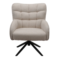 Πολυθρόνα Fremilia pakoworld περιστρεφόμενη γκρι-μπεζ ύφασμα με μαύρη μεταλλική βάση 75x80x94εκ Πολυθρόνα Fremilia pakoworld περιστρεφόμενη γκρι-μπεζ ύφασμα με μαύρη μεταλλική βάση 75x80x94εκ