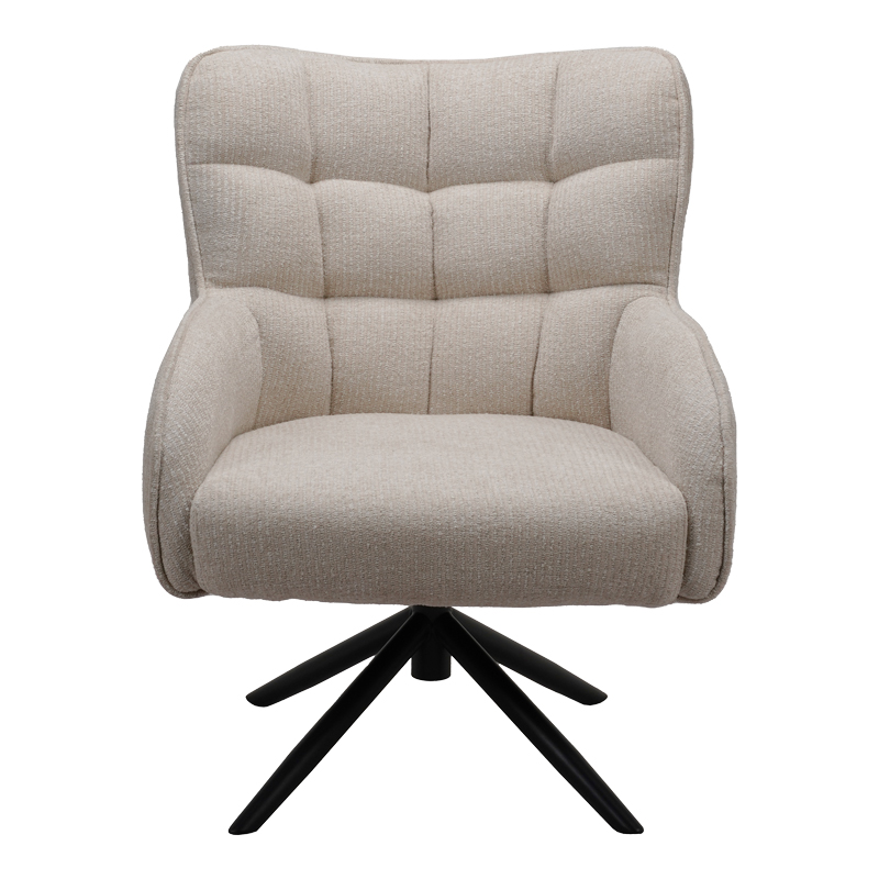 Πολυθρόνα Fremilia pakoworld περιστρεφόμενη γκρι-μπεζ ύφασμα με μαύρη μεταλλική βάση 75x80x94εκ Πολυθρόνα Fremilia pakoworld περιστρεφόμενη γκρι-μπεζ ύφασμα με μαύρη μεταλλική βάση 75x80x94εκ