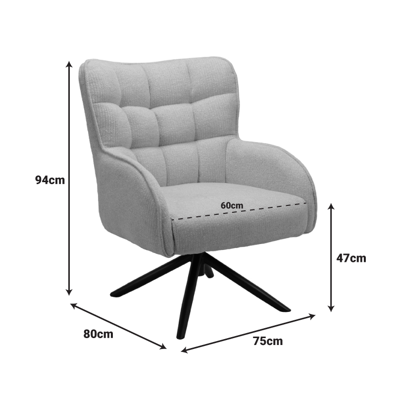 Πολυθρόνα Fremilia pakoworld περιστρεφόμενη γκρι-μπεζ ύφασμα με μαύρη μεταλλική βάση 75x80x94εκ Πολυθρόνα Fremilia pakoworld περιστρεφόμενη γκρι-μπεζ ύφασμα με μαύρη μεταλλική βάση 75x80x94εκ