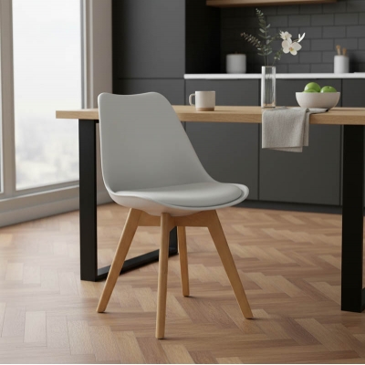 Καρέκλα Gaston pakoworld PP-PU λευκό-φυσικό πόδι 43x51x75εκ