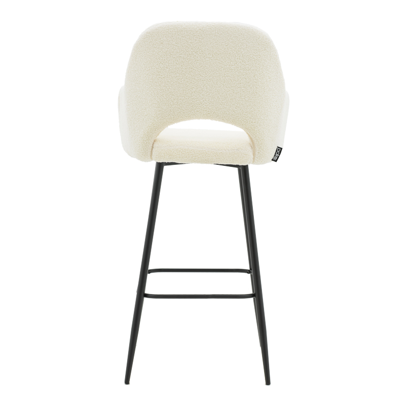 Σκαμπό bar Renish pakoworld μπουκλέ εκρού-μεταλλικό μαύρο πόδι 51x57x114εκ