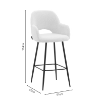 Σκαμπό bar Renish pakoworld μπουκλέ εκρού-μεταλλικό μαύρο πόδι 51x57x114εκ