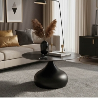 Τραπέζι σαλονιού Kirkene Inart sintered stone σε απόχρωση μαύρο μαρμάρου με μαύρο μέταλλο Φ70x40εκ Τραπέζι σαλονιού Kirkene Inart sintered stone σε απόχρωση μαύρο μαρμάρου με μαύρο μέταλλο Φ70x40εκ