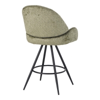 Σκαμπό μπαρ περιστρεφόμενο Morea pakoworld μπουκλέ ύφασμα σε λαδί απόχρωση με μαύρα μεταλλικά πόδια 55x66x107.5εκ