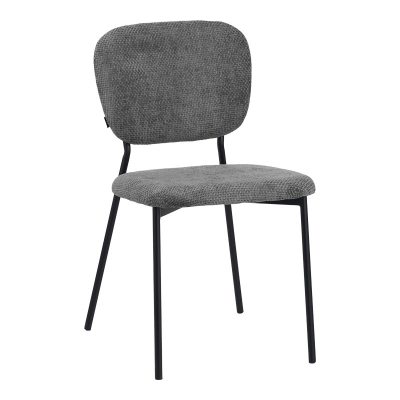 Καρέκλα Cathair pakoworld μπουκλέ ύφασμα σε γκρι απόχρωση με μαύρα μεταλλικά πόδια 48x53x82εκ