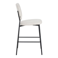 Σκαμπό μπαρ Cathair pakoworld μπουκλέ ύφασμα σε μπεζ απόχρωση με μαύρα μεταλλικά πόδια 48x54x100εκ