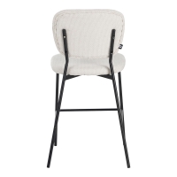 Σκαμπό μπαρ Cathair pakoworld μπουκλέ ύφασμα σε μπεζ απόχρωση με μαύρα μεταλλικά πόδια 48x54x100εκ