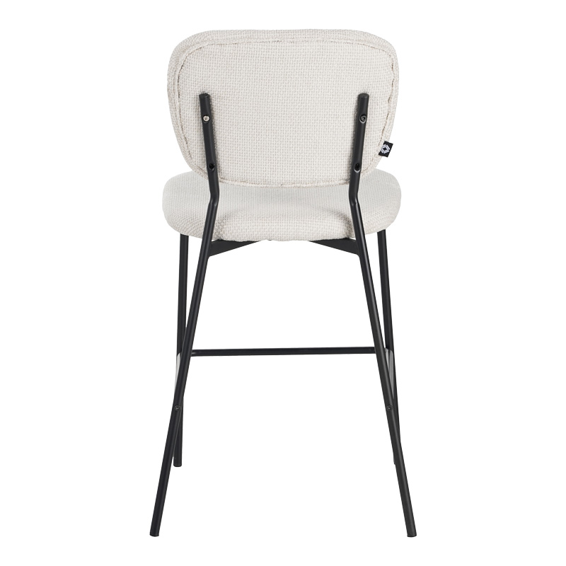 Σκαμπό μπαρ Cathair pakoworld μπουκλέ ύφασμα σε μπεζ απόχρωση με μαύρα μεταλλικά πόδια 48x54x100εκ