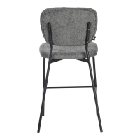Σκαμπό μπαρ Cathair pakoworld μπουκλέ ύφασμα σε γκρι απόχρωση με μαύρα μεταλλικά πόδια 48x54x100εκ