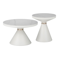 Βοηθητικά τραπέζια Coozlin Inart sintered stone σε απόχρωση λευκό μαρμάρου με λευκό-χρυσό μέταλλο Βοηθητικά τραπέζια Coozlin Inart sintered stone σε απόχρωση λευκό μαρμάρου με λευκό-χρυσό μέταλλο