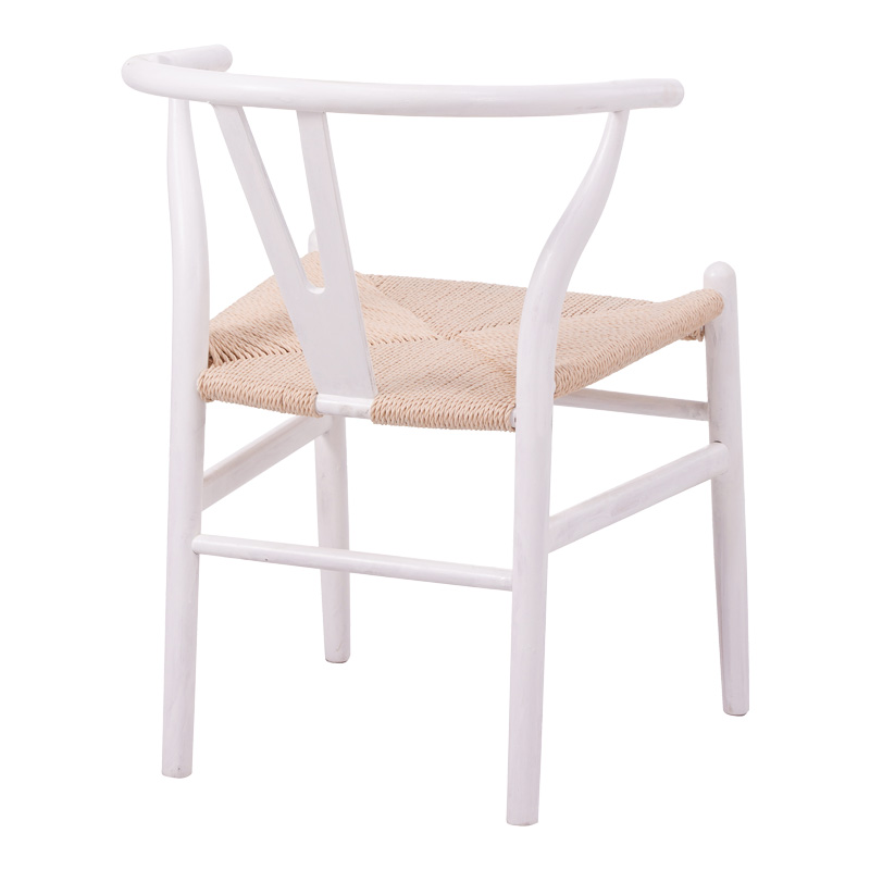 Καρέκλα Wishbone pakoworld rubberwood-σχοινί σε λευκή απόχρωση 60x51x80εκ