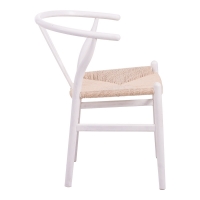 Καρέκλα Wishbone pakoworld rubberwood-σχοινί σε λευκή απόχρωση 60x51x80εκ