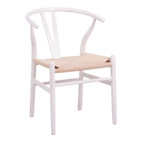 Καρέκλα Wishbone pakoworld rubberwood-σχοινί σε λευκή απόχρωση 60x51x80εκ
