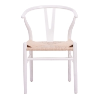 Καρέκλα Wishbone pakoworld rubberwood-σχοινί σε λευκή απόχρωση 60x51x80εκ