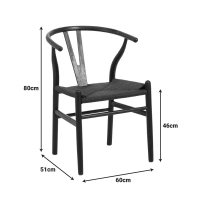 Καρέκλα Wishbone pakoworld rubberwood-σχοινί σε μαύρη απόχρωση 60x51x80εκ Καρέκλα Wishbone pakoworld rubberwood-σχοινί σε μαύρη απόχρωση 60x51x80εκ