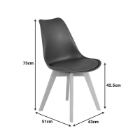 Καρέκλα Gaston pakoworld PP-PU καφέ απόχρωση- φυσικό πόδι 43x51x75εκ