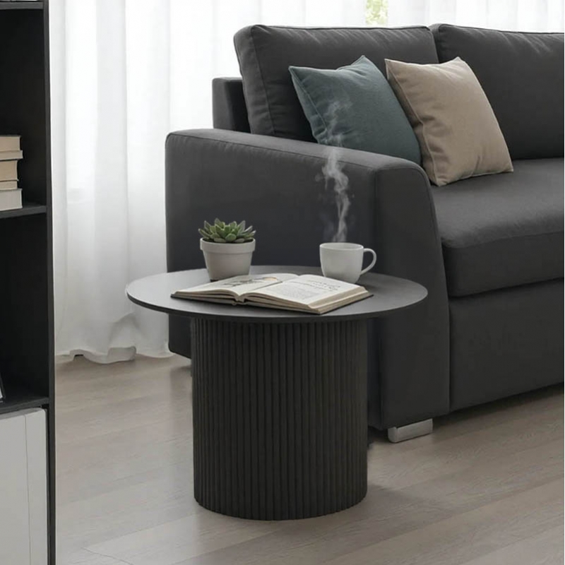 Τραπέζι σαλονιού Dovel pakoworld mdf σε μαύρη απόχρωση Φ70x40εκ